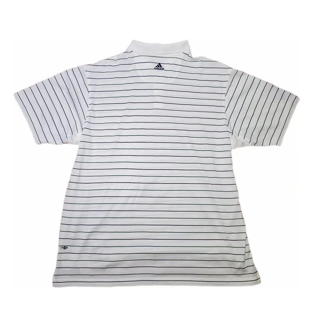 Vintage Adidas Shirt Men White Striped Golf ClimaCool Y2K Classic Polos Shirt XL